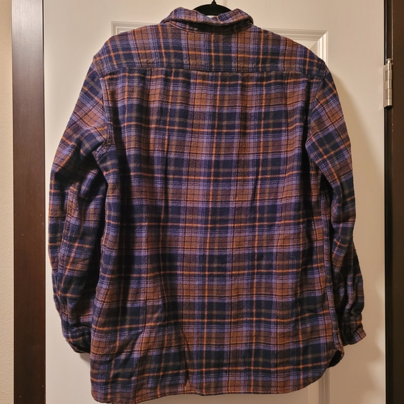 Levi's Relaxed Fit Flannel Shirt Adult Sz M Brown Blue Plaid Heavyweight Grunge - Picture 3 of 5